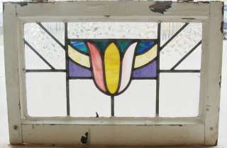 Antique Stained Glass Window Fancy Slag Glass Tulip *  