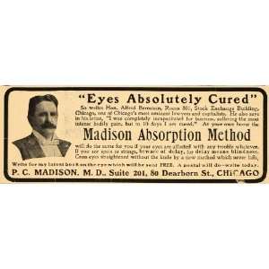  1904 Vintage Ad Quackery Cure Eye Disease P.C. Madison 