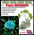 Organic Ginkgo Biloba 60 500mg Caps Anti Aging, Alzheimers Supplement 