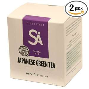 SA Japanese Green Tea Sen Cha Tea, 18 Count Tea Pacs (Pack of 2 