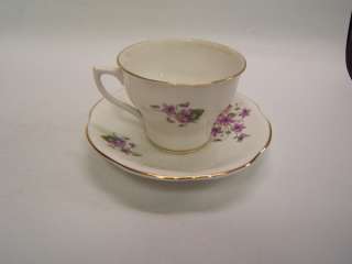 Royal Dover Bone China England teacup saucer violets  