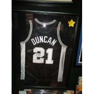 TIM Duncan Signed Autographed Jersey Plus Framed San Antonio Spurs Coa 
