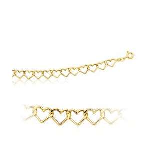  Open Heart Link Bracelet in 14K Yellow Gold Jewelry
