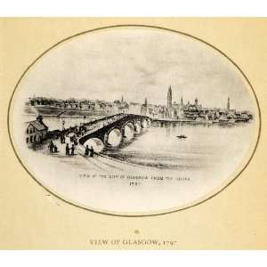  1913 Tipped In Print Glasgow Scotland River Clyde Bridge 