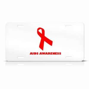 Aids Awareness Red Metal Novelty License Plate Wall Sign Tag