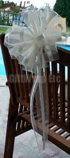 10 EXTRA LARGE 11 IVORY TULLE PULL PEW BOWS WEDDING CHURCH AISLE 