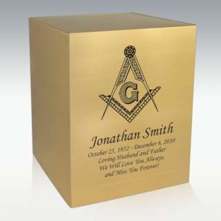 Masonic Bronze Cube Cremation Urn   Engravable   