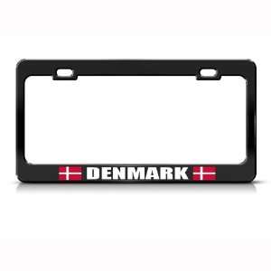  Denmark Flag Black Country Metal license plate frame Tag 