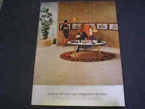 1964 Bigelow Carpet Ad Bengal Tiger Area Rug 60s Office  