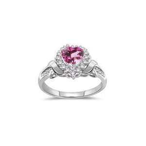  0.14 Cts Diamond & 0.96 Cts Mystic Pink Topaz Heart Ring 