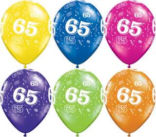 Pack Of 10 65th Birthday Party Colourful Latex Balloons  