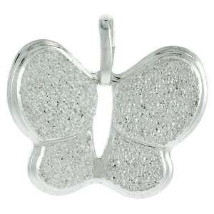  Sterling Silver Sandblasted Butterfly Pendant 11/16 (17mm 