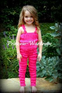   Sleeve Hot Pink with Strap Lace Ruffles Petti Romper 6m 6Year  