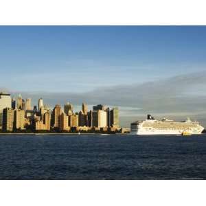  Lower Manhattan Skyline and Cruise Ship Across the Hudson River 