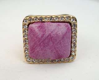 MISS TINA KNOWLES OSTRICH PRINT PAVE STONE RING SIZE 7  