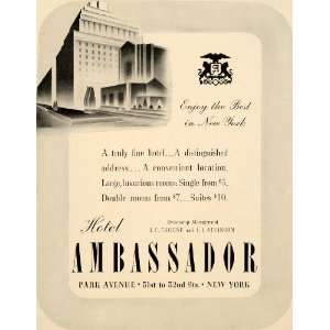  1937 Ad Hotel Ambassador Thorne Atkinson New York 