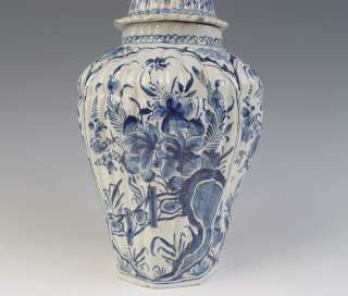Antique Rare Dutch Delft Vase Floral + Flowers 18th C.  