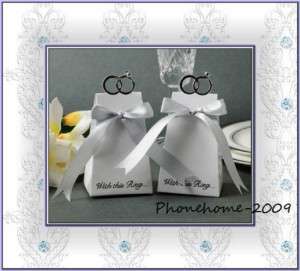 100PCS White With Ring& Ribbon Wedding Favor Boxes WB16  