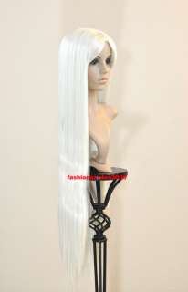 40LONG SILVER WHITE STRAIGHT COSTUME COSPLAY PARTY WIG  