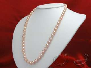 Peach Pink 7mm Cultured Pearl Necklace 14K Gold Clasp  