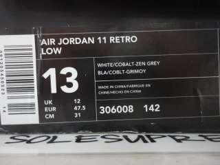 Nike Air Jordan XI 11 Retro Low WHITE COBALT ZEN GREY 13  