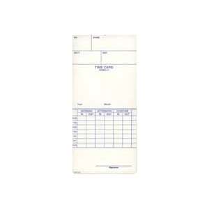  Time Cards, For T100 Time Clock, 250/PK, White, Sold as 1 
