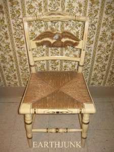 Hitchcock White Painted Gold Eagle Hand Decorated & Stenciled Chair 