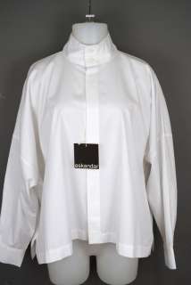 NWT Eskandar White Cotton High Neck Shirt Mid size 1  