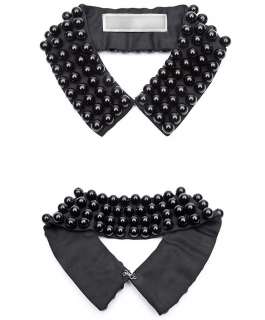   Women Ladies Faux Pearl Shirt/Dress Collar Choker Necklace White/Black