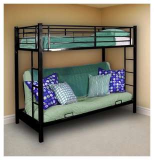White Twin Over Full/Futon Bunk Bed Frame, Sleeper  