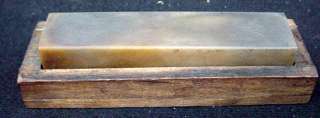 Old Small Whet Wet Stone Sharpening Tool in Wood Box White Cloudy 