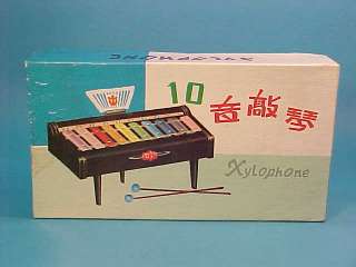 VINTAGE TIN XYLOPHONE (10 KEYS) CHINA UC604 BOXED 1960s  