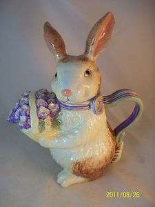 Longaberger Pottery Easter Bunny Teapot NIB  