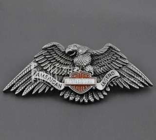 American Eagle Fly Wings Cool Pewter Metal Mens Buckle Genuine Leather 