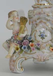 DRESDEN PORCELAIN CANDLESTICK SURMOUNTED BY TWO FIGURES C1900  