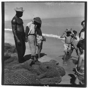  Fishing net on beach,Puerto Rico,c1945,by Edwin Rosskam 