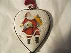 Signed Limoges Heart Shaped Santa Claus Box Christmas Tree Ornament
