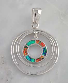 Sterling Silver Multiple Opal Inlay Pendant  