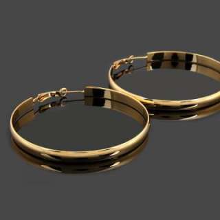 Smooth 9K Yellow Gold Filled Womens Hoop Earrings_55mm,2012 E 001 