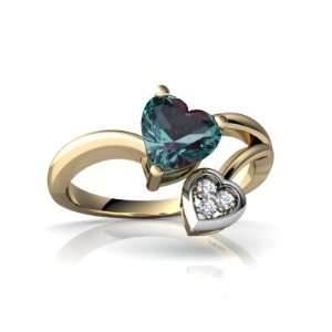    14K Yellow Gold Heart Created Alexandrite Ring Size 4 Jewelry