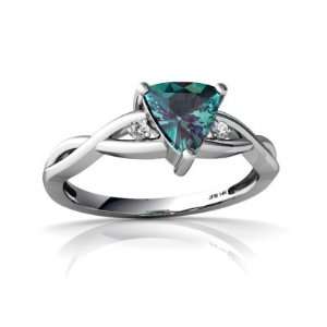  14K White Gold Trillion Created Alexandrite Ring Size 6 Jewelry