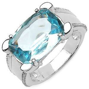  7.30 Carat Genuine Blue Topaz Sterling Silver Ring 