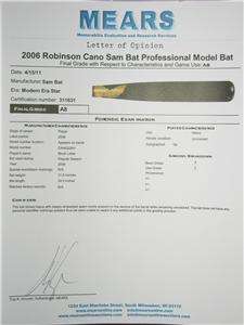 2006 ROBINSON CANO GAME USED CANO 22 SAM BAT LOA MEARS A8  