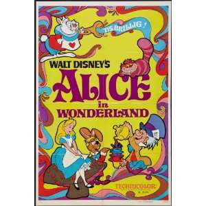  ALICE IN WONDERLAND original DISNEY 27x41 one sheet movie 