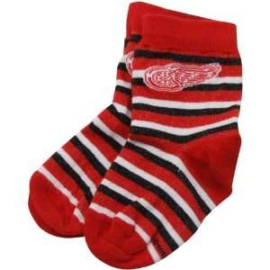  Detroit Red Wings Toddler Red Black Sport Stripe Socks 