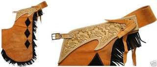 LARGE WESTERN SUEDE LEATHER HORSE SADDLE CHINKS CHAPS  