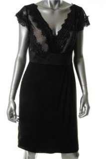 JS Collections NEW Black Cocktail Dress Lace Trim Padded Bust 10 