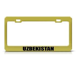  Uzbekistan Flag Gold Country Metal license plate frame Tag 