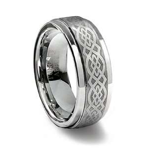 Tungsten Wedding Ring   Laser Desinged Celtic Knot with Brushed Finish 