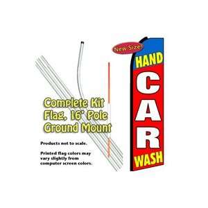 Hand Car Wash (Blue/Red) Feather Banner Flag Kit (Flag, Pole, & Ground 